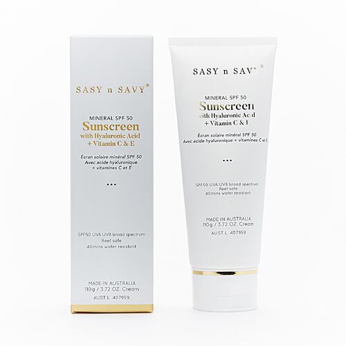 Mineral SPF 50 Sunscreen | Hyaluronic Acid + Vitamin C & E